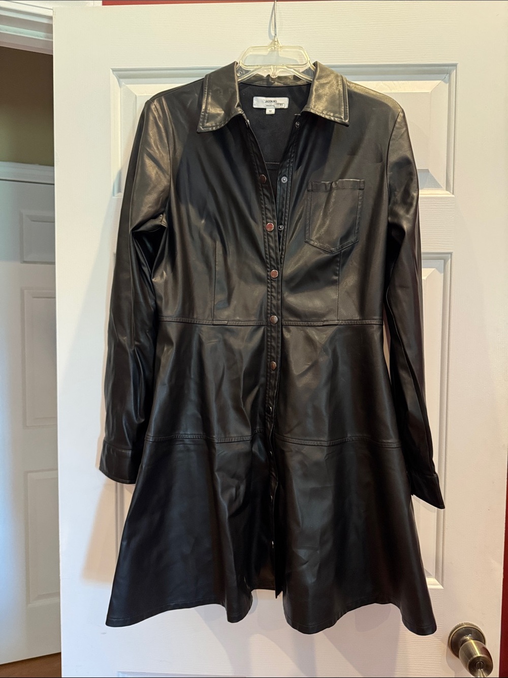 Jason Wu Black Leather Button-Front Coat